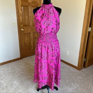 WHBM Floral Burnout Smocked-Neck Dress, Size 6